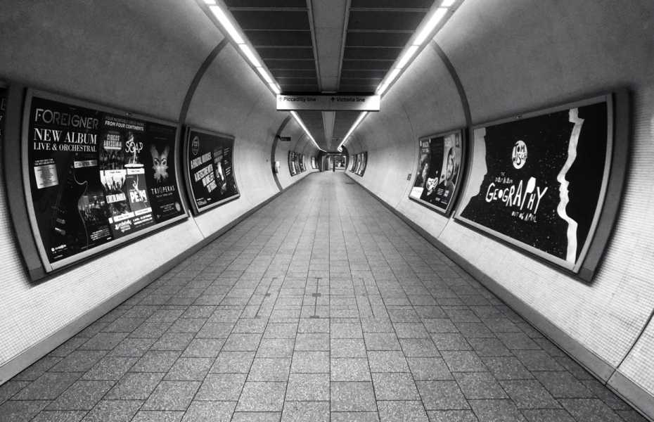 Subway advertising black and white